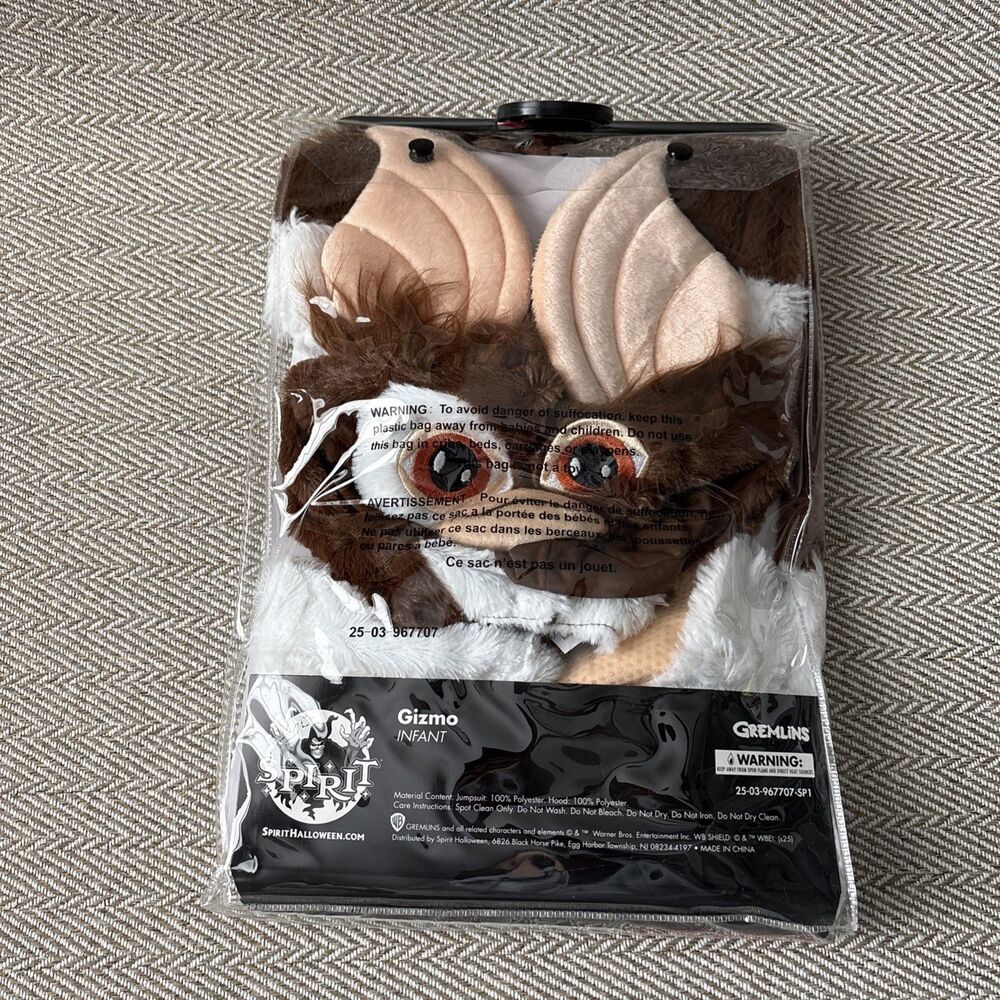 Gremlins Gizmo Infant 0-6 Months Full Body Halloween‎ Costume Jumpsuit Hood 2pc - Picture 2 of 2